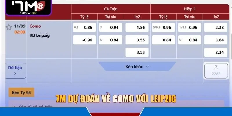 7M dự đoán về Como với Leipzig